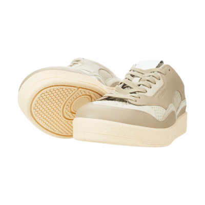 Shop Jil Sander Beige Leather Sneakers