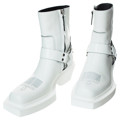 Shop Vtmnts Leather Cowboy Ankle Boots In White