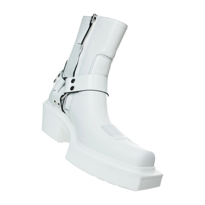 Shop Vtmnts Leather Cowboy Ankle Boots In White