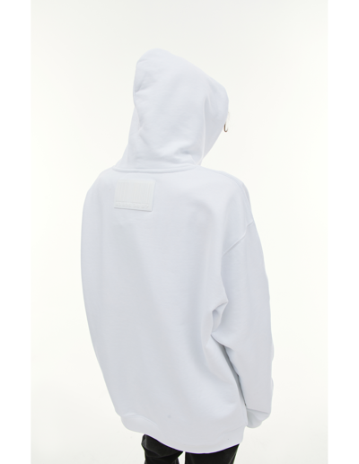 Shop Vtmnts Cotton Zip-up Hoodie In White