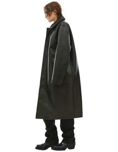 Shop Vtmnts Oversized Leather Coat In Black