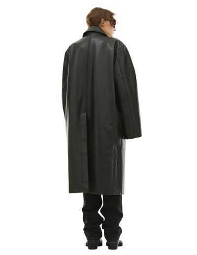 Shop Vtmnts Oversized Leather Coat In Black