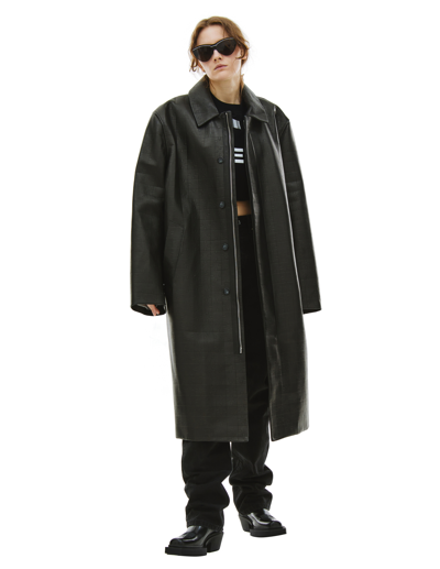 Shop Vtmnts Oversized Leather Coat In Black