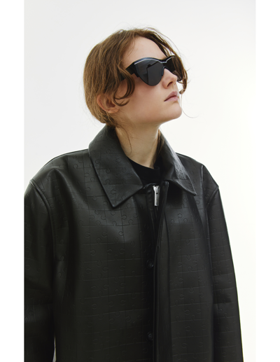 Vtmnts Oversized Leather Coat In Black