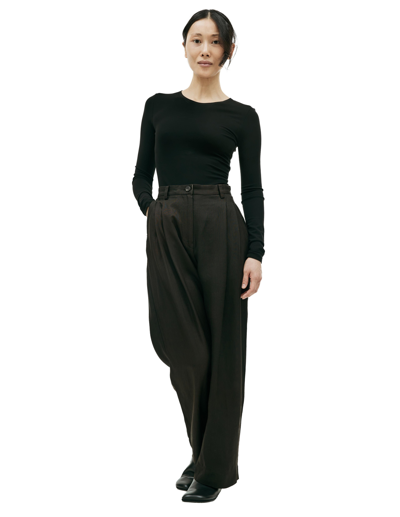 Shop Ziggy Chen Brown High-waisted Trousers