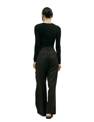 Shop Ziggy Chen Brown High-waisted Trousers