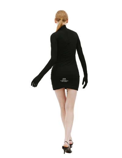Vetements Logo-print Roll-neck Minidress In Black