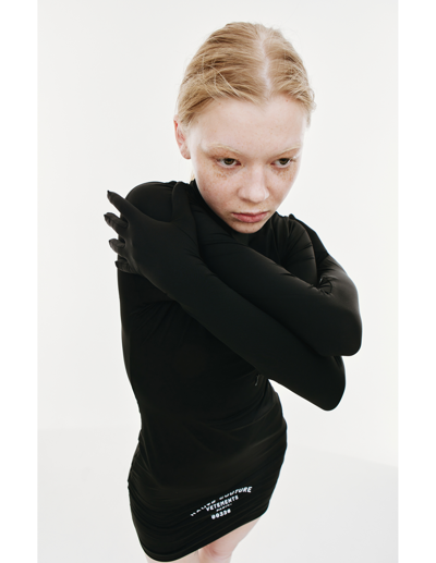 Vetements Logo-print Roll-neck Minidress In Black