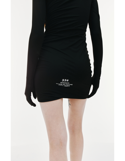 Vetements Logo-print Roll-neck Minidress In Black