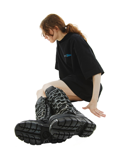 Vetements X New Rock Chain Link Boots In Black