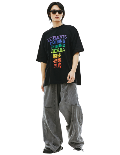 Shop Vetements Oversized Printed T-shirt In Black