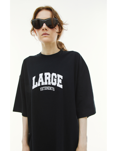 Shop Vetements Black 'large' Cotton T-shirt