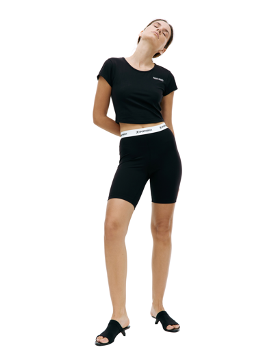 Sporty And Rich Black 80s Runner Biker Shorts In Black