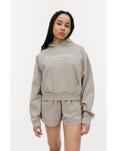 Shop Sporty And Rich 'ny Health Club' Hoodie In Beige