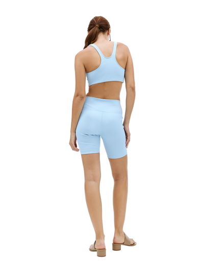 Shop Sporty And Rich Logo Biker Shorts In Blue