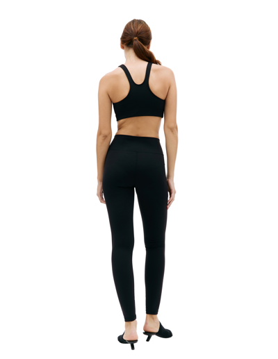 Sporty And Rich Elasticated Ribbed Tank Top With Scoop Neck In Black