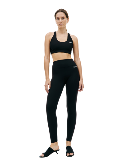 Sporty And Rich Elasticated Ribbed Tank Top With Scoop Neck In Black