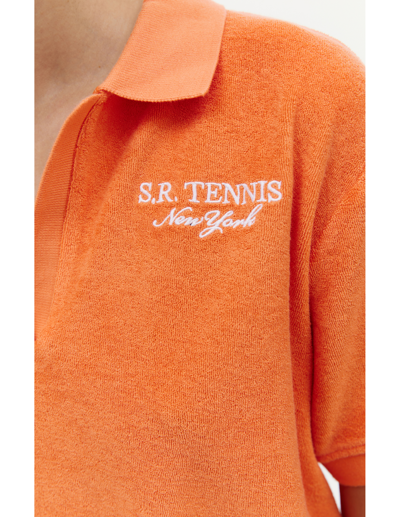 Sporty And Rich Logo-embroidered Cotton Polo Shirt In Orange