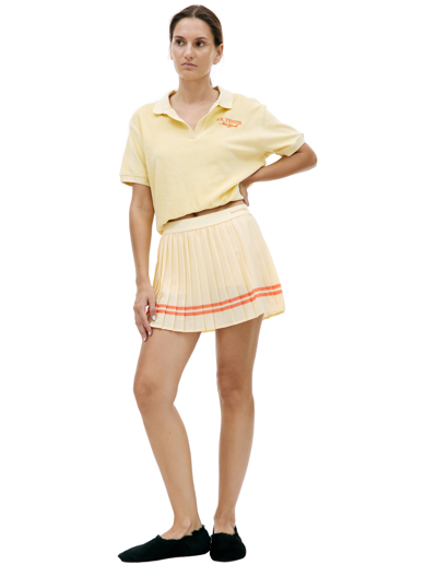 Shop Sporty And Rich Yellow Pleats Miniskirt