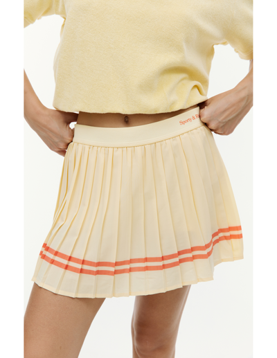 Shop Sporty And Rich Yellow Pleats Miniskirt
