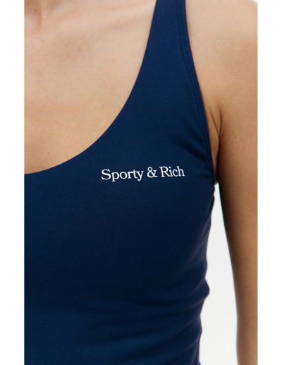 Shop Sporty And Rich Navy Bonded Tank Top In Navy Blue