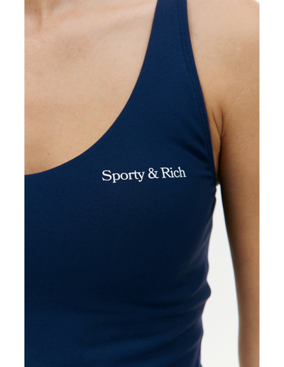 Sporty And Rich Sporty & Rich Logo Printed Sleeveless Tank Top In Navy Blue