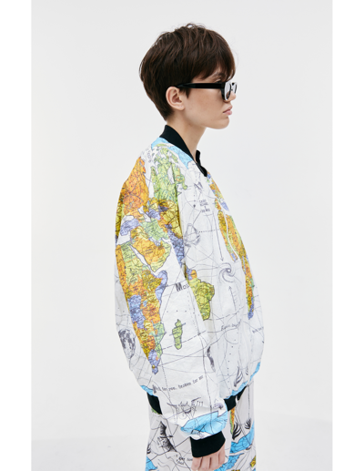 Shop Saint Michael X Dr. Woo World Map Bomber Jacket In White