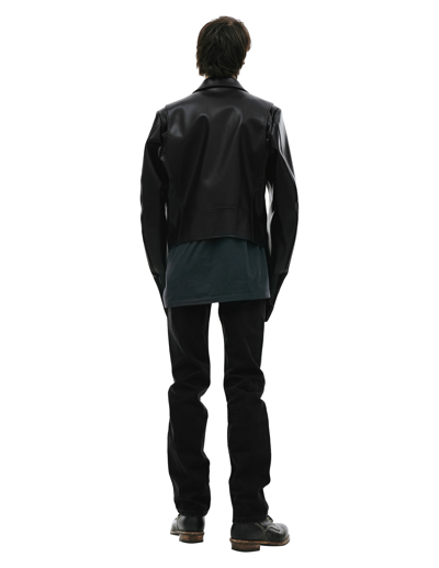 Shop Doublet Glove Sleeve Rider's Leather Jacket In Black