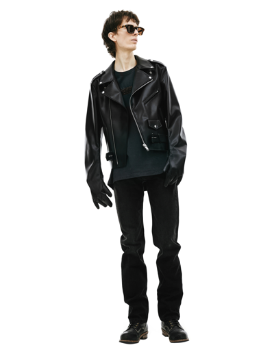 Shop Doublet Glove Sleeve Rider's Leather Jacket In Black