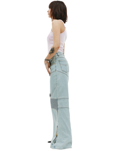 Blumarine Paneled High-rise Wide Jeans In Blue