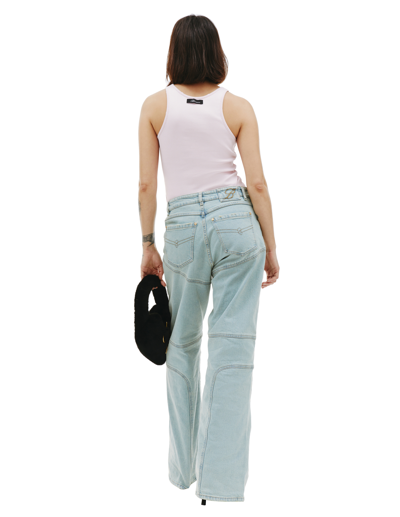 Blumarine Paneled High-rise Wide Jeans In Blue