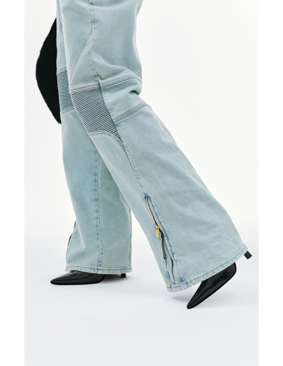 Blumarine Paneled High-rise Wide Jeans In Blue