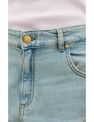 Blumarine Paneled High-rise Wide Jeans In Blue