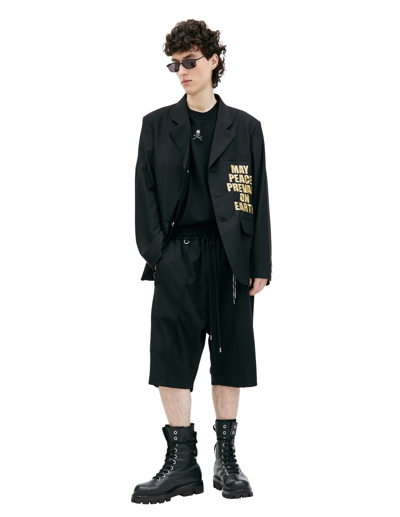 Shop Mastermind Japan 'may Peace' Embroidered Wool Blazer In Black