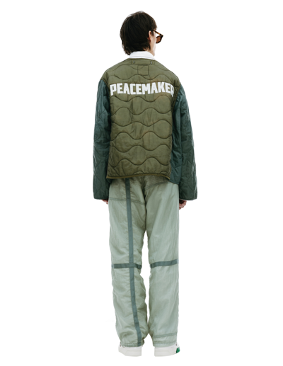 Shop Oamc Re:work Peacemaker Quilted Jacket In Green