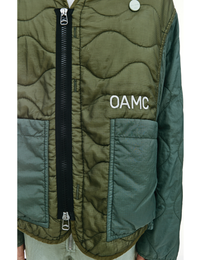 Shop Oamc Re:work Peacemaker Quilted Jacket In Green