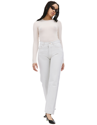 Shop Maison Margiela Straight Leg Jeans In White