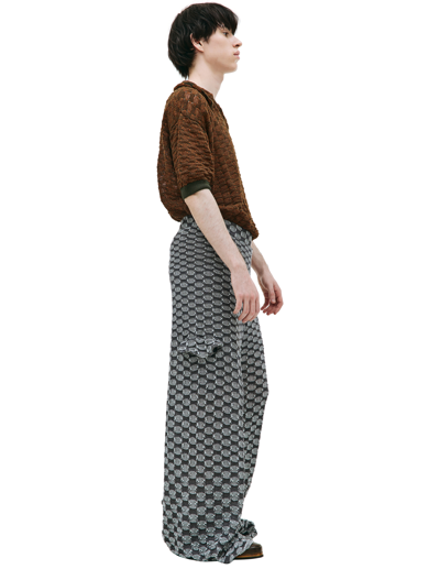 Isa Boulder Checkered Knit Cargo Trousers In Grey