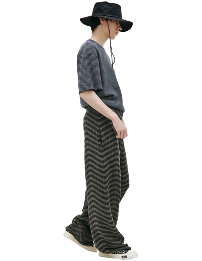 Shop Isa Boulder Knit Stripes Trousers In Grey