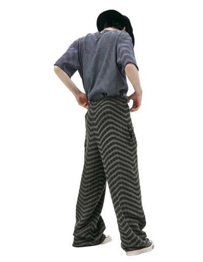 Shop Isa Boulder Knit Stripes Trousers In Grey