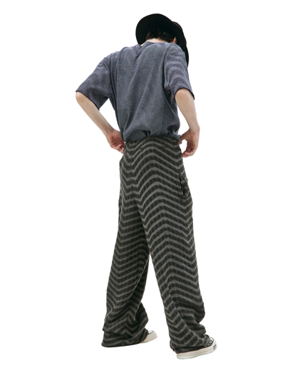 Isa Boulder Knit Stripes Trousers In Grey