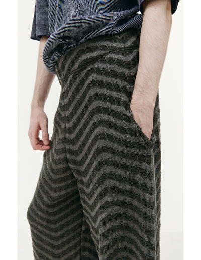 Shop Isa Boulder Knit Stripes Trousers In Grey