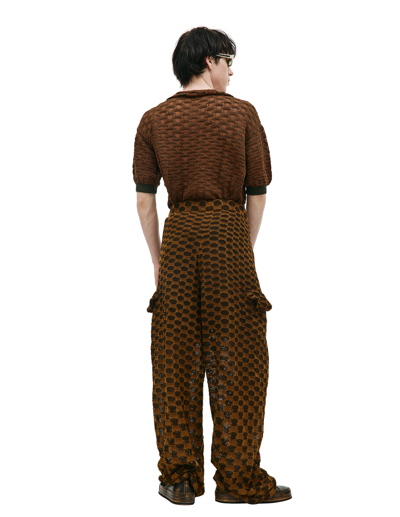 Shop Isa Boulder Checkered Knit Cargo Trousers In Brown