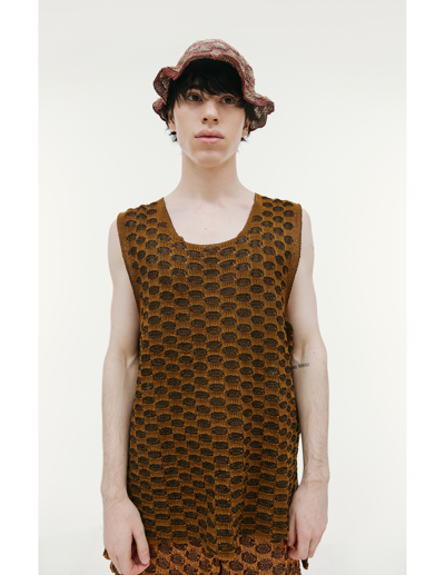 Isa Boulder Knitcheck Tank Top In Brown