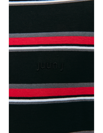 Shop Juunj Cotton Striped Longsleeve In Black