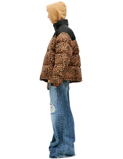 Shop Vetements Down Jacket With Animal Print In Brown
