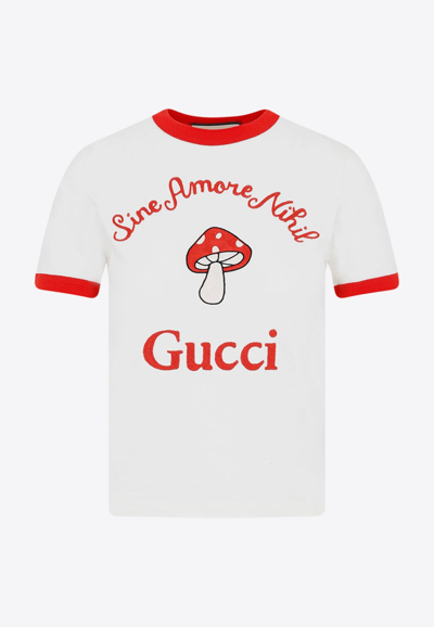 Shop Gucci Amore Logo Embroidered T-shirt In White