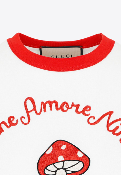 Shop Gucci Amore Logo Embroidered T-shirt In White