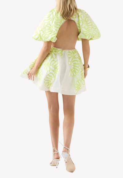 Shop Aje Botanical Applique Mini Dress In Lime