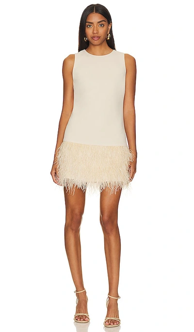 Shop Alice And Olivia Coley Feather Dress In Cream